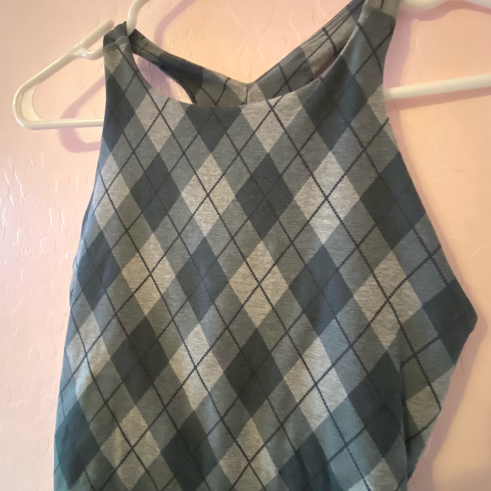 Beyond Yoga Plaid Blue Sports Bra Top - Picture 4 of 8